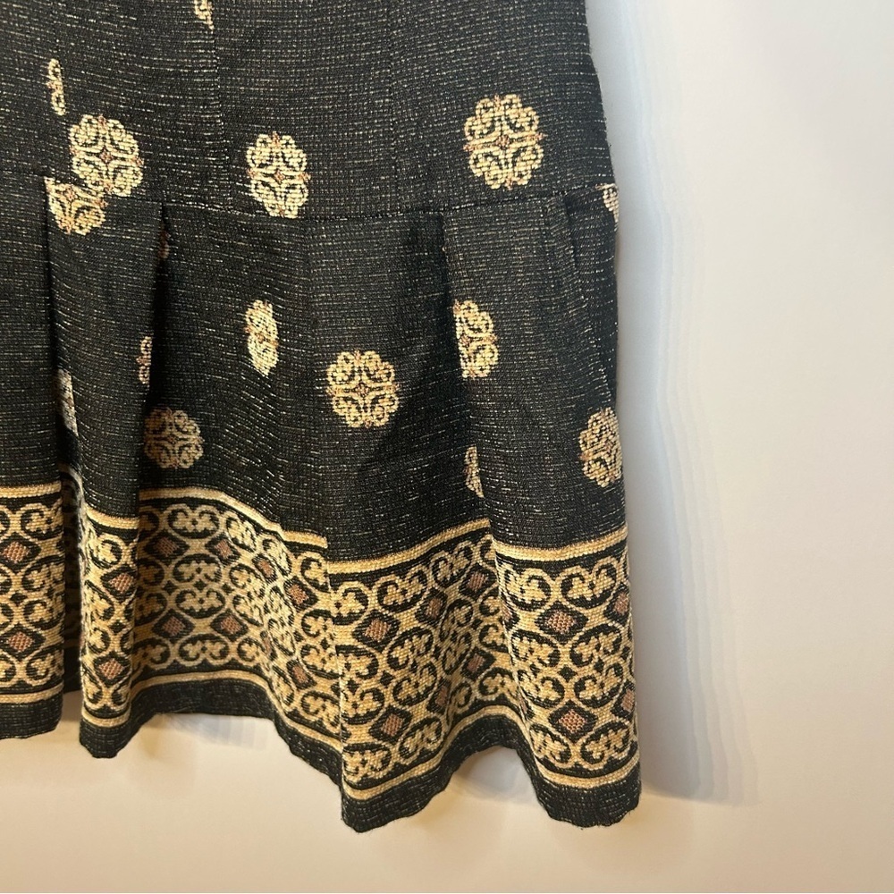 Free People Black and Tan Tapestry Sleeveless Fit and Flare Mini Dress, Size 0 - Picture 3 of 8